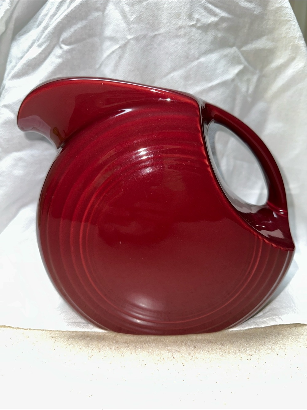Round Fiesta Ware  Large Disk Pitcher